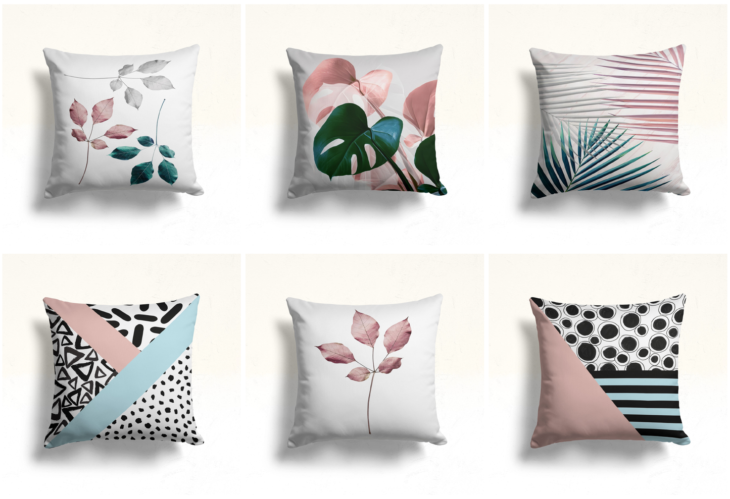 Minimalist Botanical Cushion Cover, Pastel Monstera Dreams