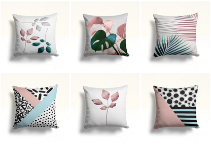Minimalist Botanical Cushion Cover, Pastel Monstera Dreams