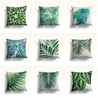 Green Leaf Mandala Cushion Cover, Abstract Leaves Design