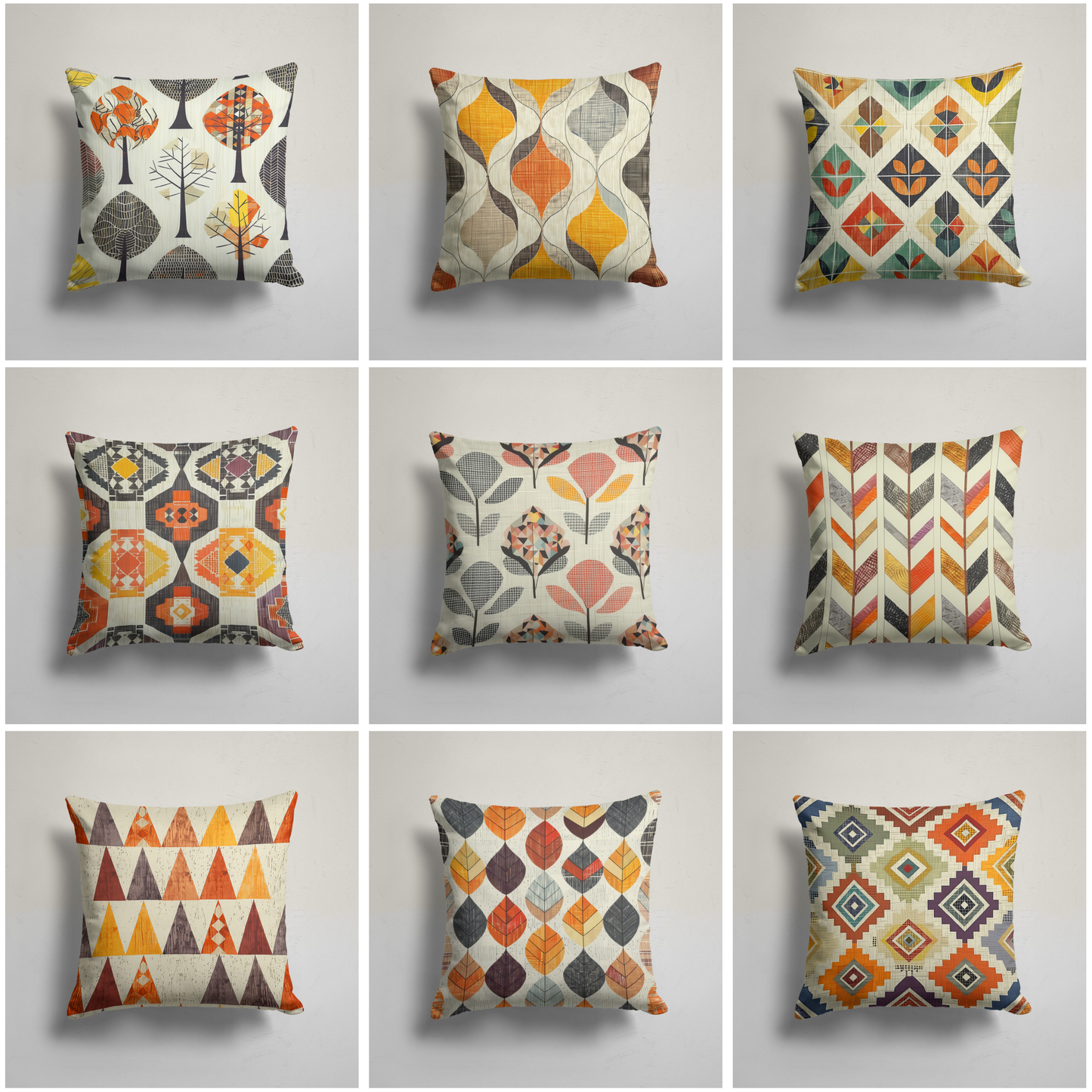 Modern Tree Silhouette Cushion Cover, Triangular Geometric Decor