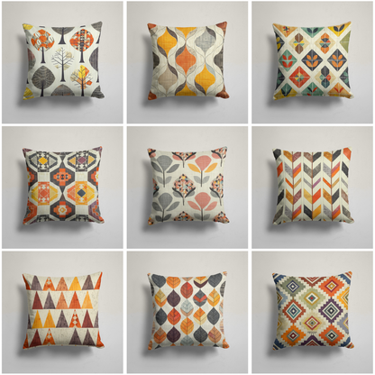 Modern Tree Silhouette Cushion Cover, Triangular Geometric Decor