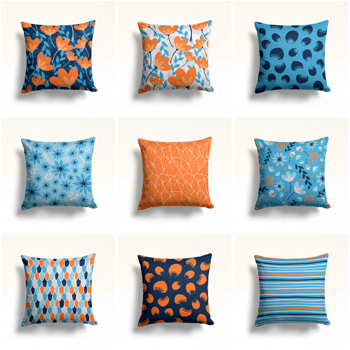Modern Floral Striped Cushion Cover